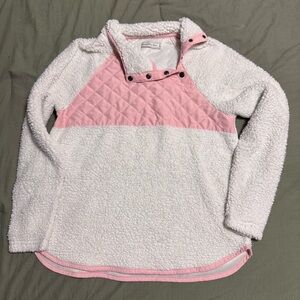 Abercrombie & Fitch Pink and White Crew Neck Sweater